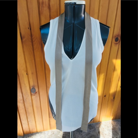 Zara white beige hi low asymmetrical tunic top - Picture 1 of 7